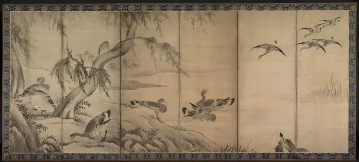 Framed Print : Wild Geese, late 1500s-early 1600s. Creator: Kano Sanraku (Japanese, 1559-1635) Framed Print : Wild Geese, late 1500s-early 1600s. Creator: Kano Sanraku (Japanese, 1559-1635)