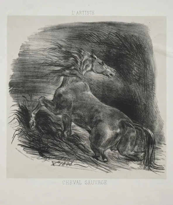 Framed Print : The Wild Horse, or Frightened Horse Leaving the Water, 1828. Creator: Eugene Delacroix Framed Print : The Wild Horse, or Frightened Horse Leaving the Water, 1828. Creator: Eugene Delacroix
