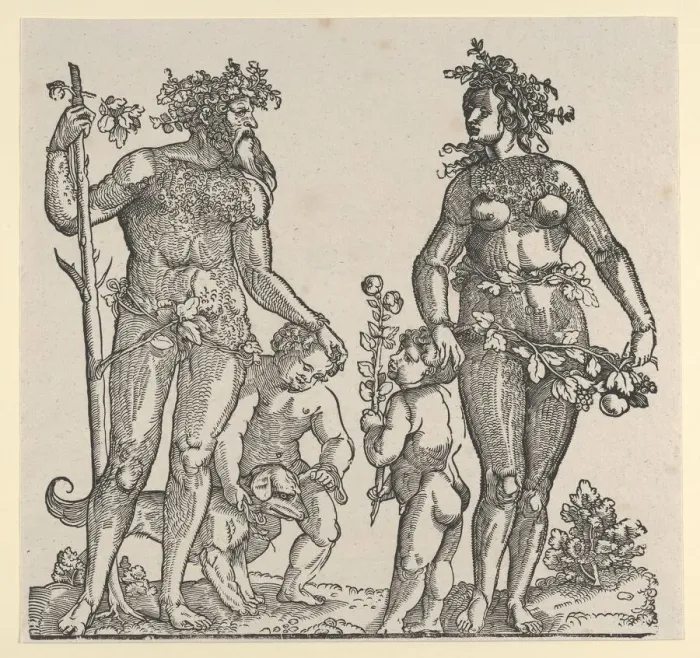 Framed Print : Wild Man and Wild Woman, 1545. Creator: Hans Guldenmond Framed Print : Wild Man and Wild Woman, 1545. Creator: Hans Guldenmond
