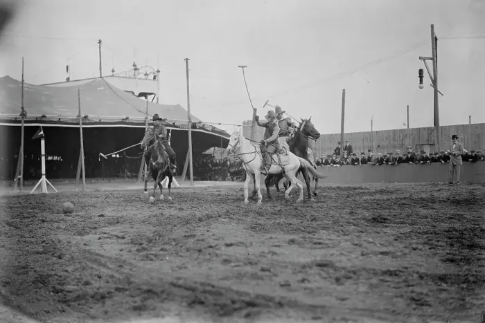 Framed Print : Wild West Polo, Coney Isl. between c1910 and c1915. Creator: Bain News Service Framed Print : Wild West Polo, Coney Isl. between c1910 and c1915. Creator: Bain News Service