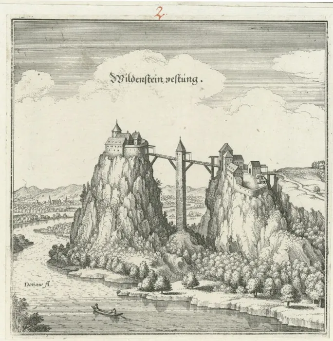 Framed Print : Wildenstein castle. Topographia Sueaviae, 1643 Framed Print : Wildenstein castle. Topographia Sueaviae, 1643