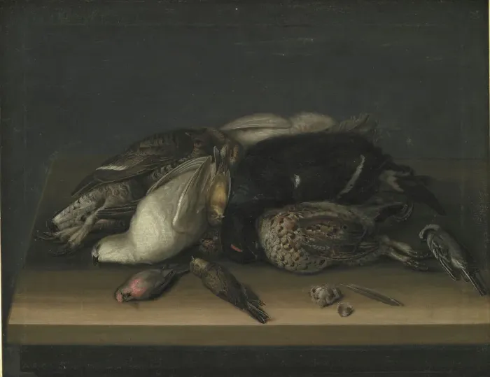 Framed Print : Wildfowl on a Wooden Table, 1648-1681. Creator: Jacob Biltius Framed Print : Wildfowl on a Wooden Table, 1648-1681. Creator: Jacob Biltius
