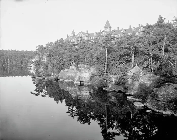 Framed Print : The Wildmere House from the lake, Lake Minnewaska, N.Y. between 1900 and 1905. Creator: Unknown Framed Print : The Wildmere House from the lake, Lake Minnewaska, N.Y. between 1900 and 1905. Creator: Unknown