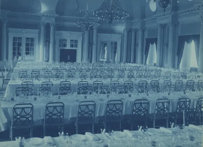Framed Print : Willard Hotel ballroom arranged for a banquet, between 1901 and 1910. Creator: Frances Benjamin Johnston Framed Print : Willard Hotel ballroom arranged for a banquet, between 1901 and 1910. Creator: Frances Benjamin Johnston
