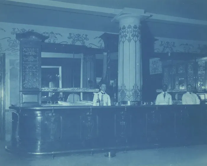 Framed Print : Willard Hotel bar, between 1901 and 1910. Creator: Frances Benjamin Johnston Framed Print : Willard Hotel bar, between 1901 and 1910. Creator: Frances Benjamin Johnston