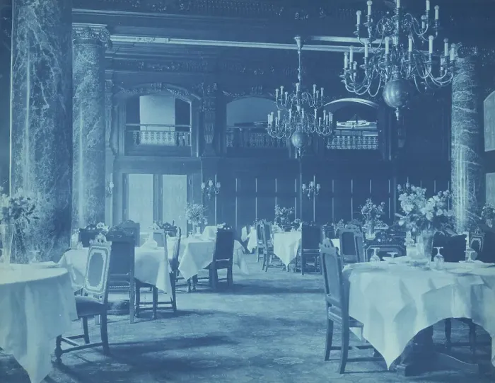Framed Print : Willard Hotel - dining room, between1901 and 1910. Creator: Frances Benjamin Johnston Framed Print : Willard Hotel - dining room, between1901 and 1910. Creator: Frances Benjamin Johnston