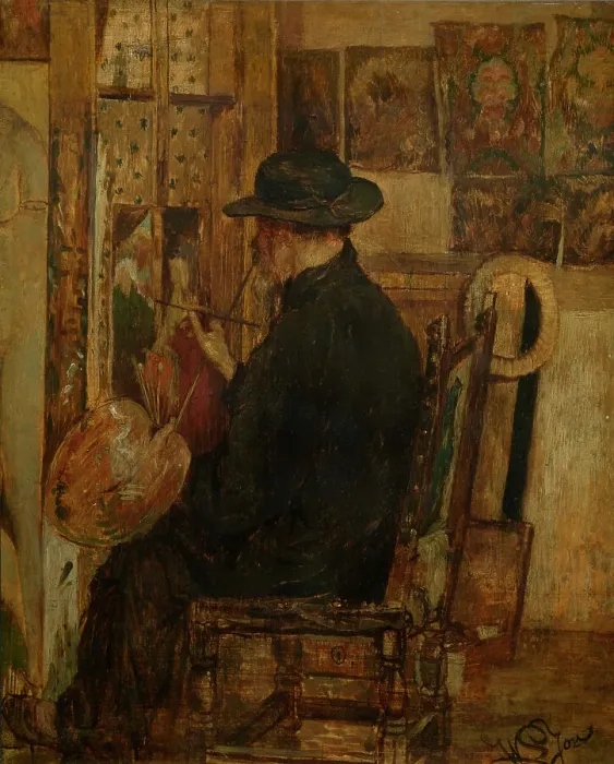 Framed Print : Willem Linnig I, the Painter's Father in his Studio, 1875. Creator: Willem Linnig II Framed Print : Willem Linnig I, the Painter's Father in his Studio, 1875. Creator: Willem Linnig II