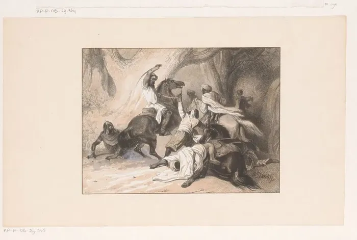 Framed Print : Willem met De Hoorn, Count of Orange, fights the Moors, 1827-1861. Creator: Dominicus Anthonius Peduzzi Framed Print : Willem met De Hoorn, Count of Orange, fights the Moors, 1827-1861. Creator: Dominicus Anthonius Peduzzi