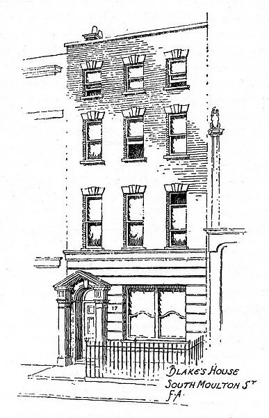 William Blakes house, 17 South Molton Street, London, 1912. Artist: Frederick Adcock
