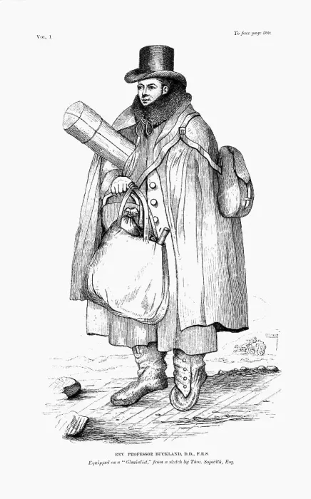 Framed Print : William Buckland, geologist, paleontologist and clergyman, equipped to explore a glacier, 1875 Framed Print : William Buckland, geologist, paleontologist and clergyman, equipped to explore a glacier, 1875
