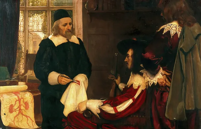 Framed Print : William Harvey demonstrating his theory of circulation of blood before Charles I, c1620s, 1910s. Creator: Ernest Board Framed Print : William Harvey demonstrating his theory of circulation of blood before Charles I, c1620s, 1910s. Creator: Ernest Board