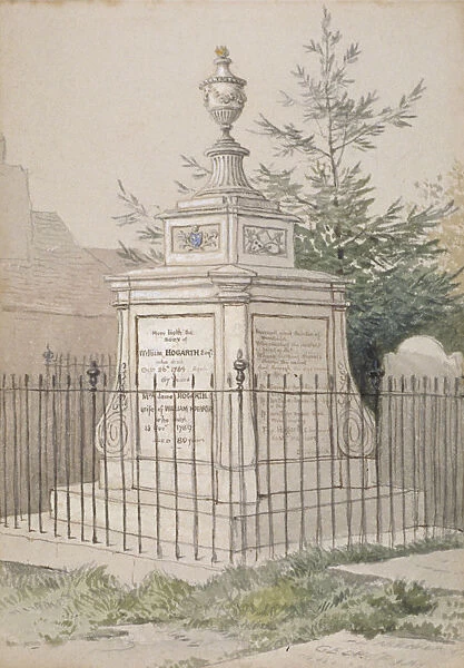William Hogarths tomb in St Nicholas churchyard, Chiswick, Hounslow, London, c1820