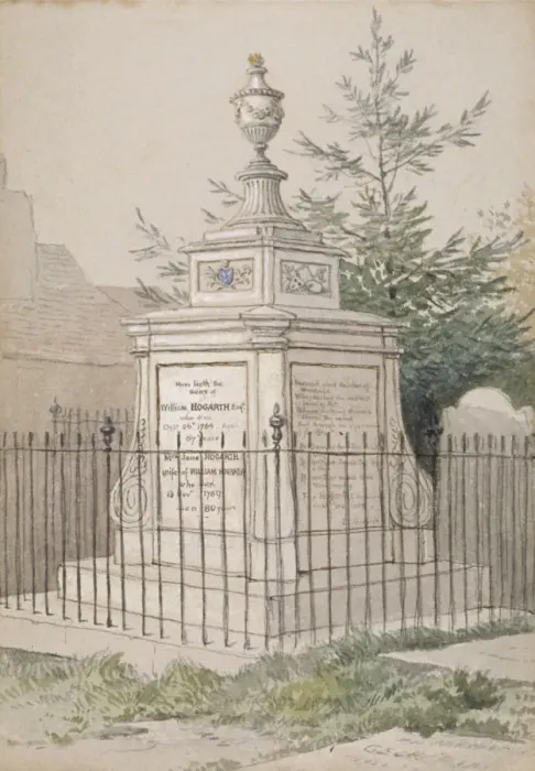 Framed Print : William Hogarths tomb in St Nicholas churchyard, Chiswick, Hounslow, London, c1820 Framed Print : William Hogarths tomb in St Nicholas churchyard, Chiswick, Hounslow, London, c1820