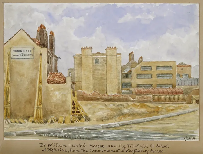 Framed Print : William Hunter's house, and the Windmill Street School of Medicine... c1880s. Creator: G. F Framed Print : William Hunter's house, and the Windmill Street School of Medicine... c1880s. Creator: G. F