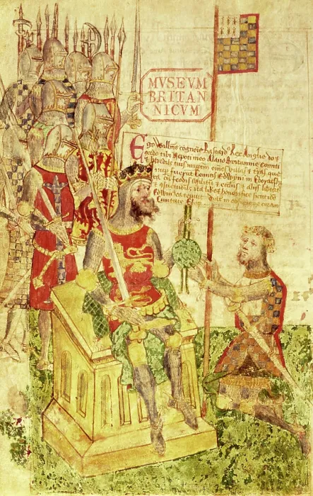 Framed Print : William I receives the allegiance of a knight, late15th century. Creator: Unknown Framed Print : William I receives the allegiance of a knight, late15th century. Creator: Unknown