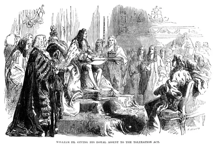 Framed Print : William III giving his royal assent to the Toleration Act Framed Print : William III giving his royal assent to the Toleration Act