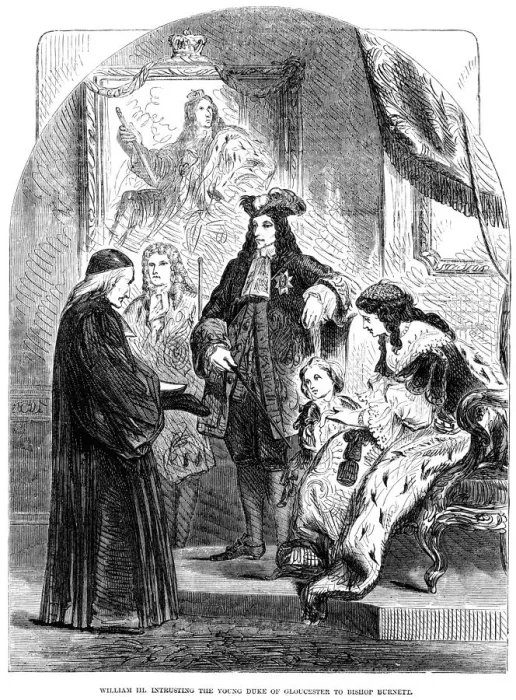 Framed Print : William III intrusting the young Duke of Gloucester to Bishop Burnett Framed Print : William III intrusting the young Duke of Gloucester to Bishop Burnett