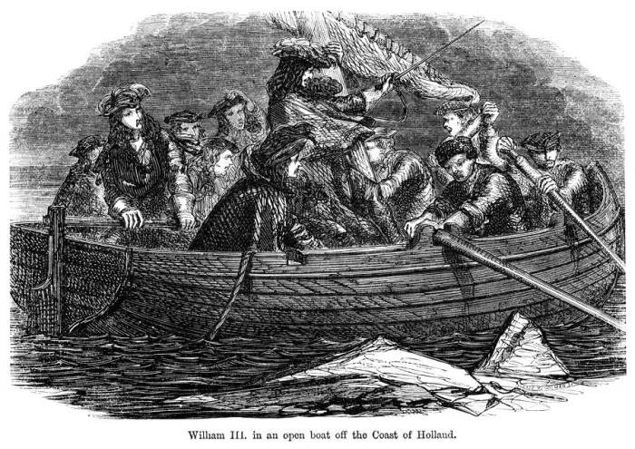 Framed Print : William III in an open boat off the coast of Holland Framed Print : William III in an open boat off the coast of Holland