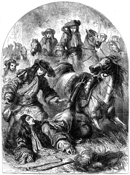 Framed Print : William III thrown from his horse near Hampton Court, 19th century Framed Print : William III thrown from his horse near Hampton Court, 19th century