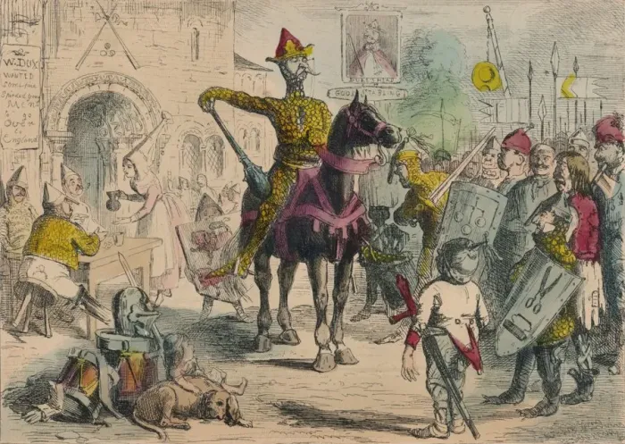 Framed Print : William inspecting the Volunteers previous to the Invasion of England, 1850. Artist: John Leech Framed Print : William inspecting the Volunteers previous to the Invasion of England, 1850. Artist: John Leech