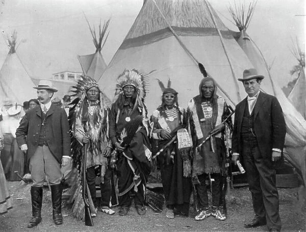 William Jennings Bryan with Sioux chiefs at Pan-American Exposition, Buffalo, 1901, c1864 - c1947. Creator: Frances Benjamin Johnston