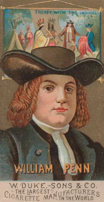 Framed Print : William Penn, from the series Great Americans (N76) for Duke brand cigarettes, 1888 Framed Print : William Penn, from the series Great Americans (N76) for Duke brand cigarettes, 1888