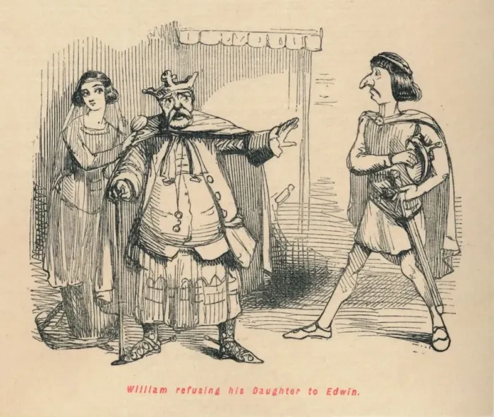 Framed Print : William refusing his Daughter to Edwin, c1860, (c1860). Artist: John Leech