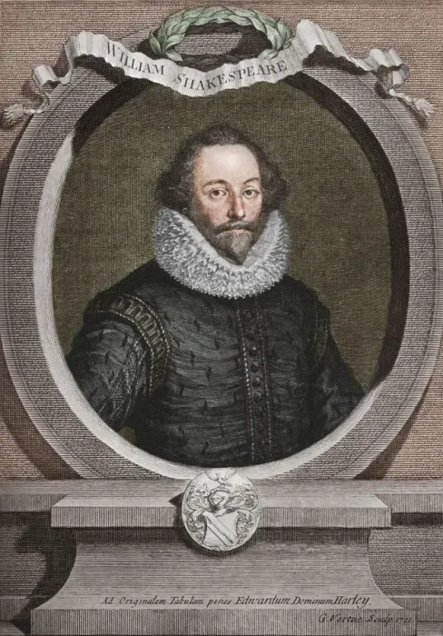 Framed Print : William Shakespeare (1564-1616), English poet and playwright, 1721, (1913). Artist: George Vertue Framed Print : William Shakespeare (1564-1616), English poet and playwright, 1721, (1913). Artist: George Vertue