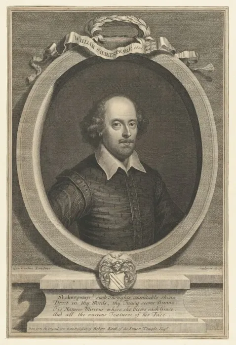 Framed Print : William Shakespeare, 1719. Creator: George Vertue Framed Print : William Shakespeare, 1719. Creator: George Vertue