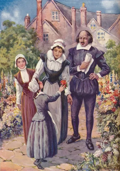 Framed Print : William Shakespeare - A Dainty Bloom for the King of Poets, c1925. Artist: Charles Dudley Tennant Framed Print : William Shakespeare - A Dainty Bloom for the King of Poets, c1925. Artist: Charles Dudley Tennant