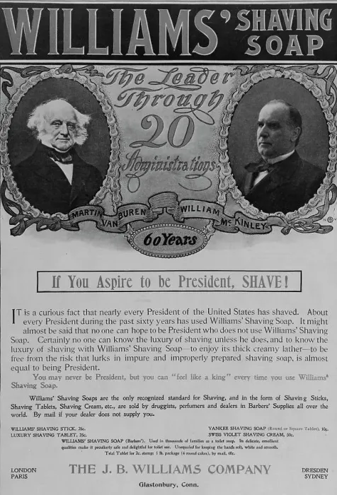 Framed Print : Williams shaving soap: The leader through 20 administrations, 1901. Creator: Unknown