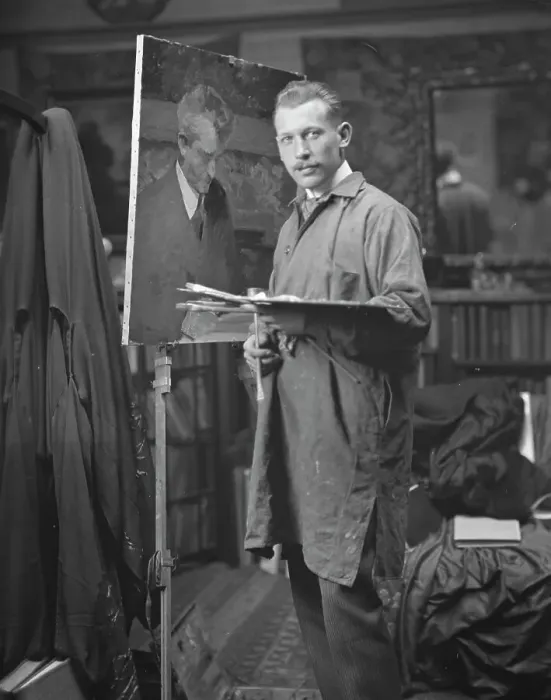 Framed Print : Williamson, J.M. Mr. painting an Arnold Genthe portrait, portrait photograph, not before 1915. Creator: Arnold Genthe Framed Print : Williamson, J.M. Mr. painting an Arnold Genthe portrait, portrait photograph, not before 1915. Creator: Arnold Genthe