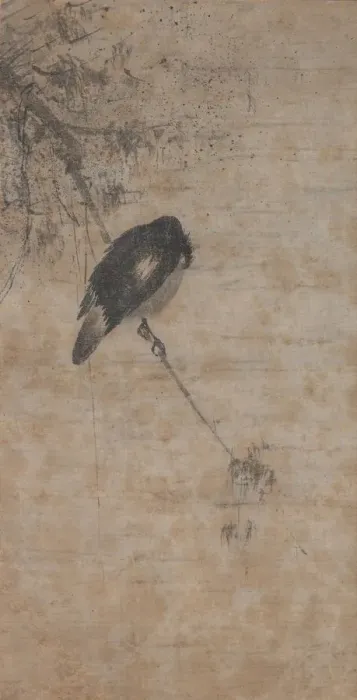 Framed Print : Willow and Magpie, mid-1200s. Creator: Fachang Muqi (Chinese, 1220-1280), attributed to Framed Print : Willow and Magpie, mid-1200s. Creator: Fachang Muqi (Chinese, 1220-1280), attributed to