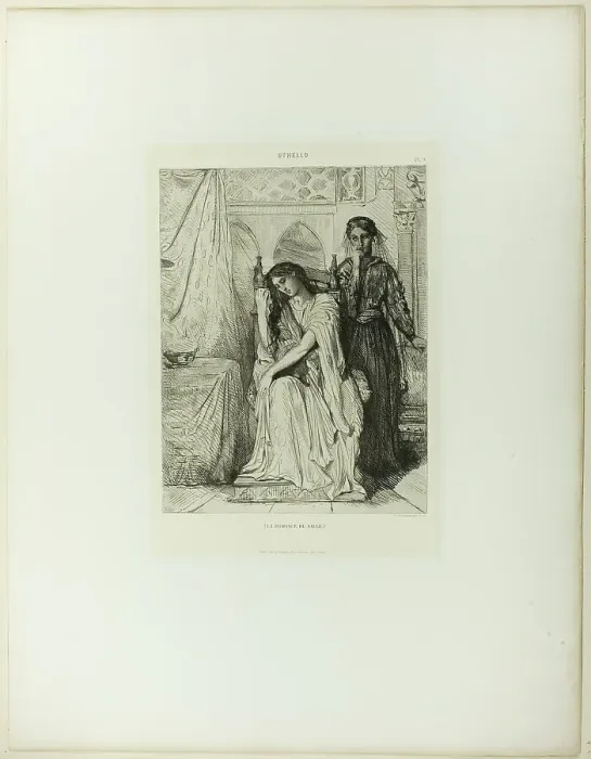 Framed Print : The Willow Song, plate nine from Othello, 1844. Creator: Theodore Chasseriau Framed Print : The Willow Song, plate nine from Othello, 1844. Creator: Theodore Chasseriau