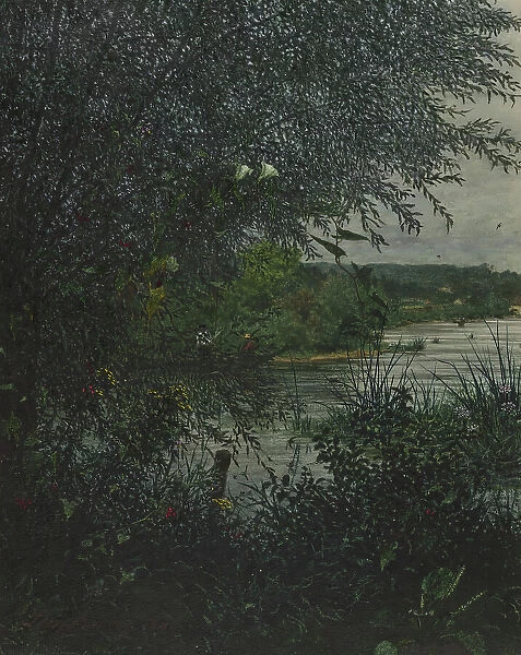 Willow Tree and Convolvulus in front of a River, 1865. Creator: Leon Bonvin