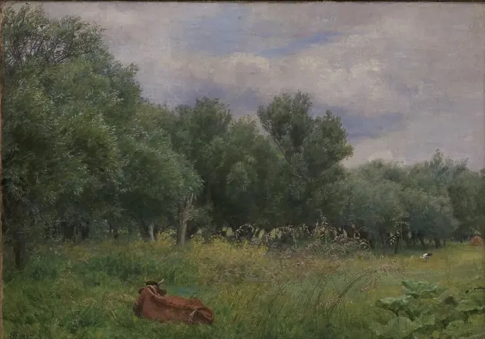 Framed Print : Willows at the edge of a meadow near Nyso, 1897. Creator: Niels Skovgaard Framed Print : Willows at the edge of a meadow near Nyso, 1897. Creator: Niels Skovgaard