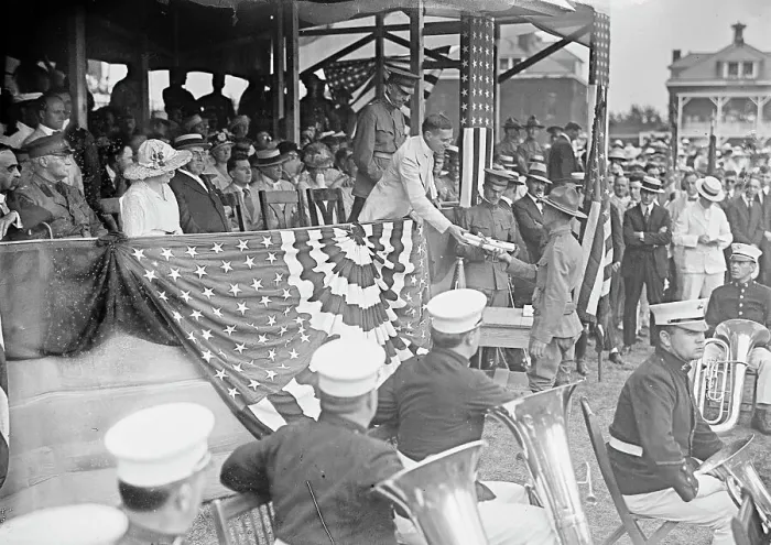 Framed Print : Wilson On Reviewing Stand, 1917 or 1918. Creator: Unknown