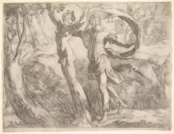 Framed Print : Wilton Album, folio 10a: Priapus and Lotis, ca. 1530-50. Creator: Unknown Framed Print : Wilton Album, folio 10a: Priapus and Lotis, ca. 1530-50. Creator: Unknown