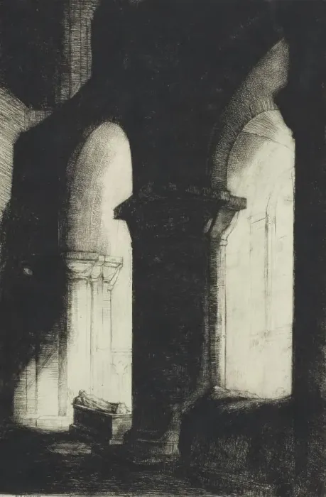 Framed Print : Winchester Cathedral, 1925. Creator: David Young Cameron Framed Print : Winchester Cathedral, 1925. Creator: David Young Cameron