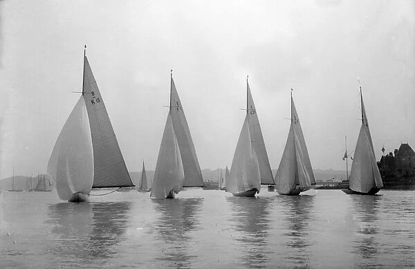 No wind for the 8 Metres race, 1931. Creator: Kirk & Sons of Cowes