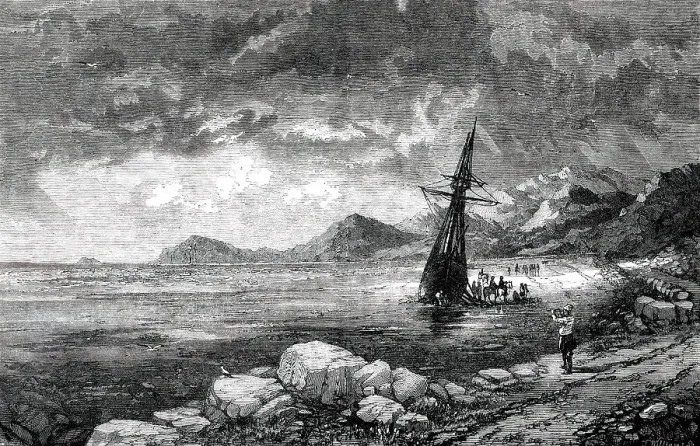 Framed Print : The Wind on Shore - painted by T. Creswick, A.R.A. 1850. Creator: J Williams Framed Print : The Wind on Shore - painted by T. Creswick, A.R.A. 1850. Creator: J Williams