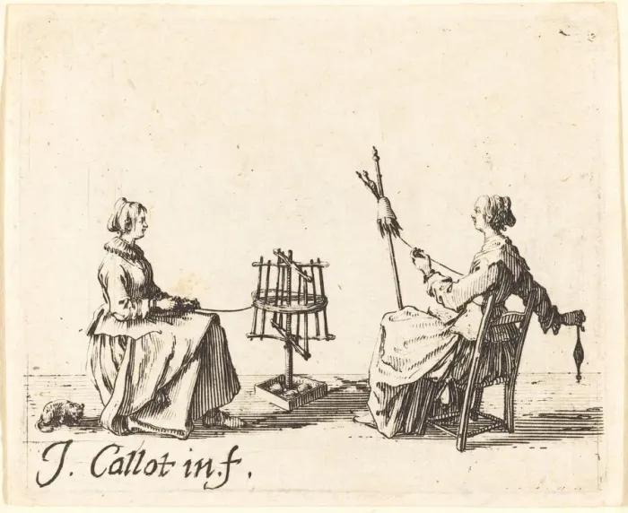 Framed Print : The Winder and the Spinner, c. 1623. Creator: Jacques Callot Framed Print : The Winder and the Spinner, c. 1623. Creator: Jacques Callot