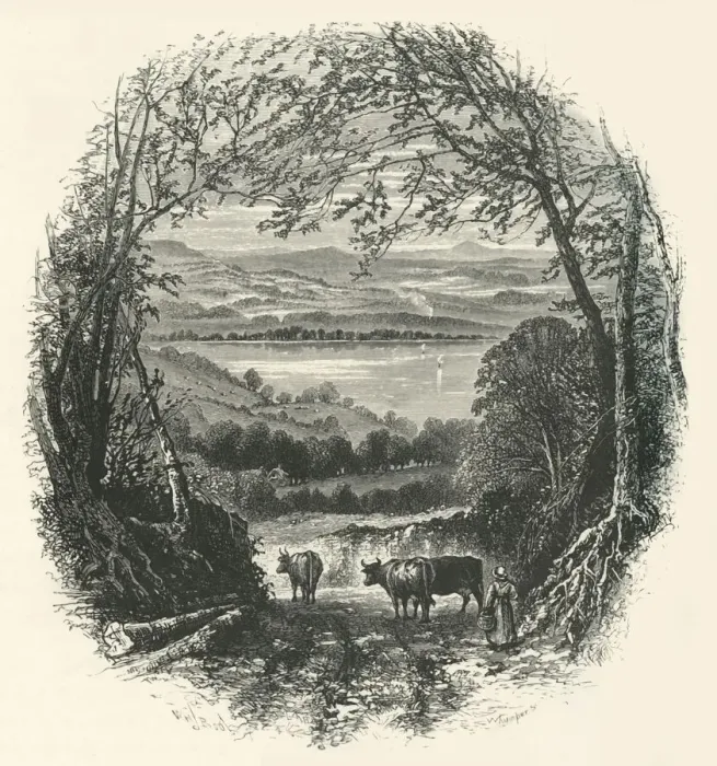 Framed Print : Windermere, from above Ambleside, c1870 Framed Print : Windermere, from above Ambleside, c1870