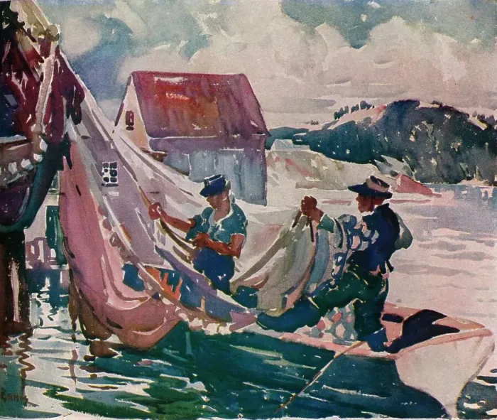 Framed Print : Winding Nets, c1930. Artist: George Pearse Ennis Framed Print : Winding Nets, c1930. Artist: George Pearse Ennis