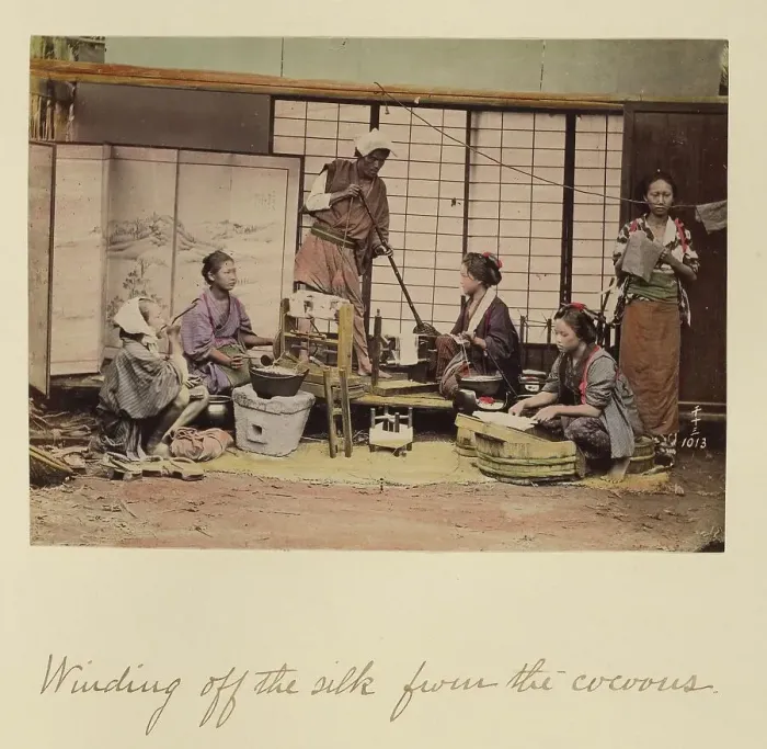 Framed Print : Winding Off the Silk From the Cocoons, about 1873-1883. Creator: Shinichi Suzuki I Framed Print : Winding Off the Silk From the Cocoons, about 1873-1883. Creator: Shinichi Suzuki I