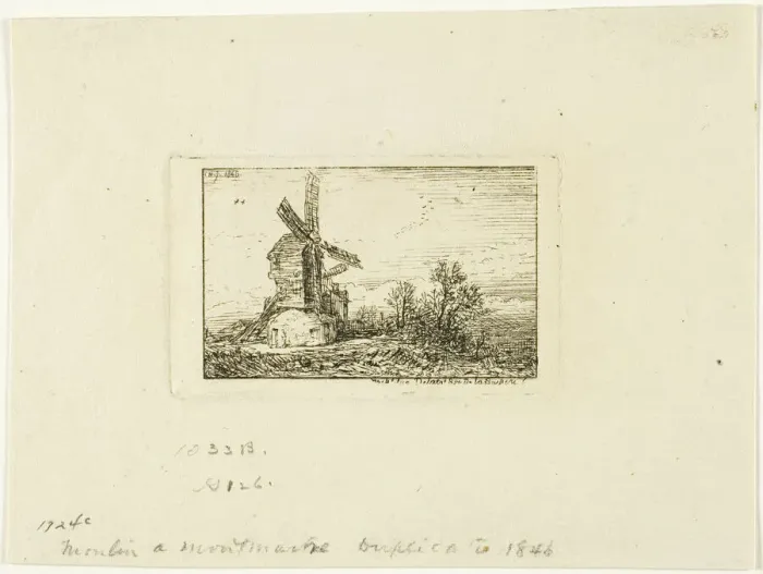 Framed Print : Windmill, 1846. Creator: Charles Emile Jacque Framed Print : Windmill, 1846. Creator: Charles Emile Jacque