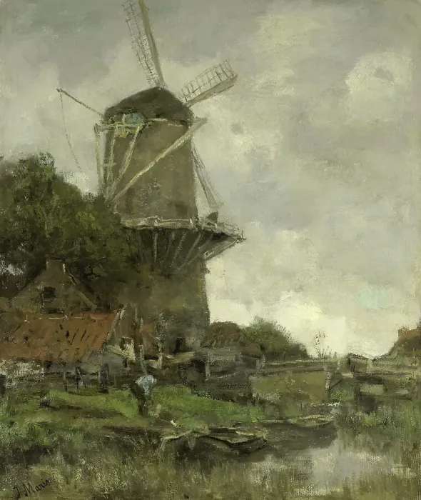 Framed Print : The Windmill, c.1880-c.1886. Creator: Jacob Henricus Maris Framed Print : The Windmill, c.1880-c.1886. Creator: Jacob Henricus Maris
