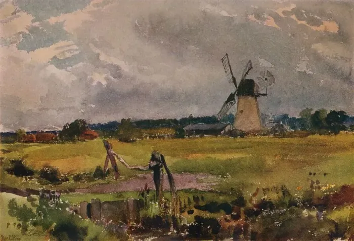 Framed Print : The Windmill, c1890. Artist: Thomas Collier Framed Print : The Windmill, c1890. Artist: Thomas Collier