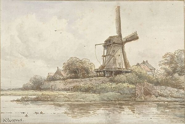 Windmill on city wall, 1813-1863. Creator: Arnoldus Johannes Eymer