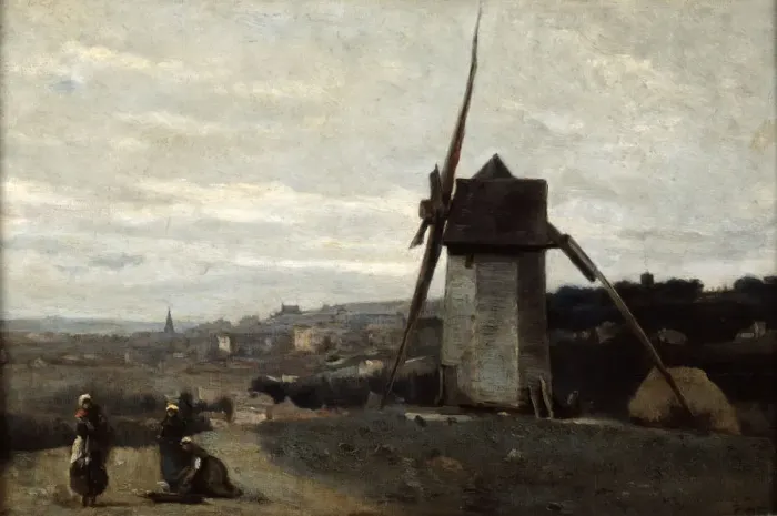 Framed Print : A Windmill, Etretat, 19th century. Artist: Jean-Baptiste-Camille Corot Framed Print : A Windmill, Etretat, 19th century. Artist: Jean-Baptiste-Camille Corot